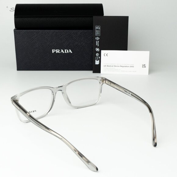 Prada Men Eyeglasses Crystal Grey Demo Square PR14WV U431O1 BRAND NEW - Picture 7 of 8